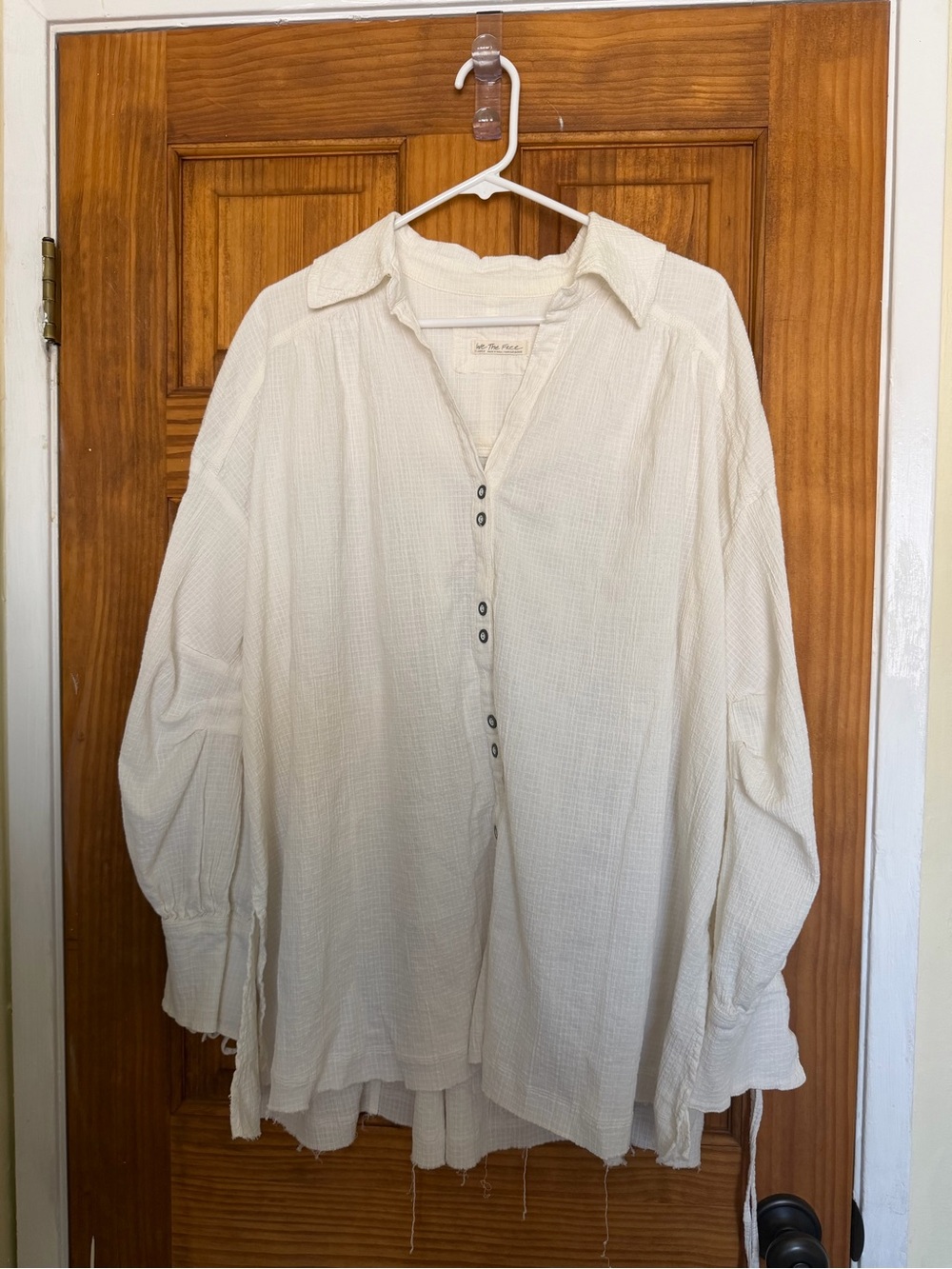We The Free Cream Oversized Casual Button-Down Shirt